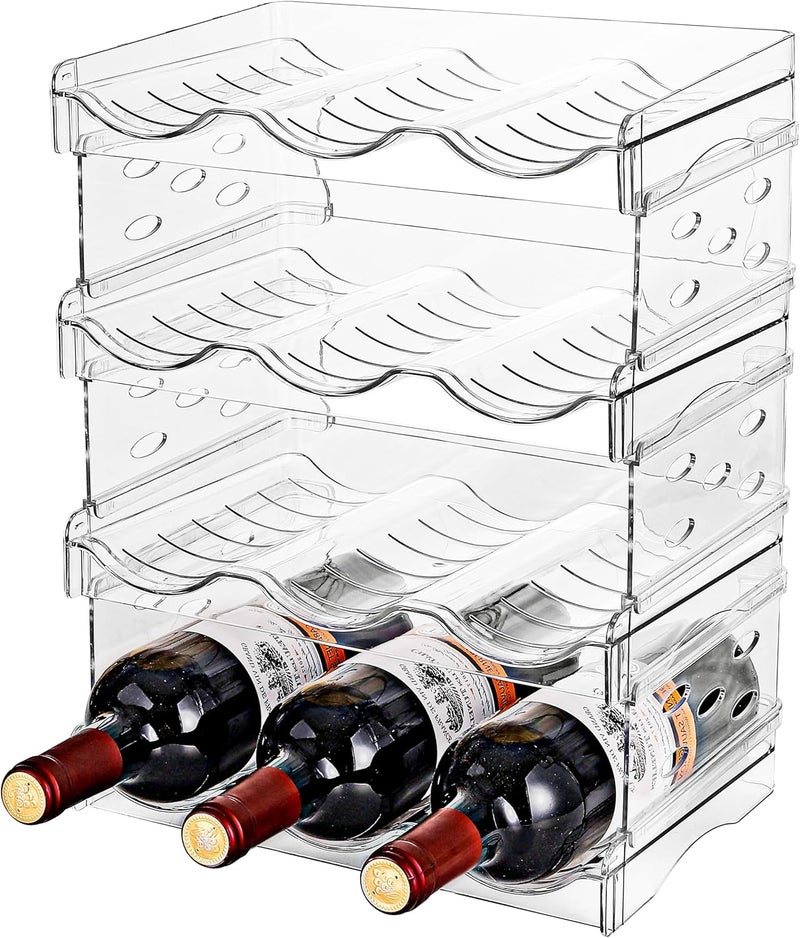 Baosia Stackable Wine Rack,Wine Bottle Holder for Inside Cabinet,for Pantry,Refrigerator,Countertop Organization-4 Tiers for 12 Bottles - Image 1